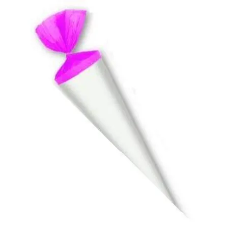 Livepac Office Bastel Schultüte rund, 35 cm, weiß mit pinken Krepp
