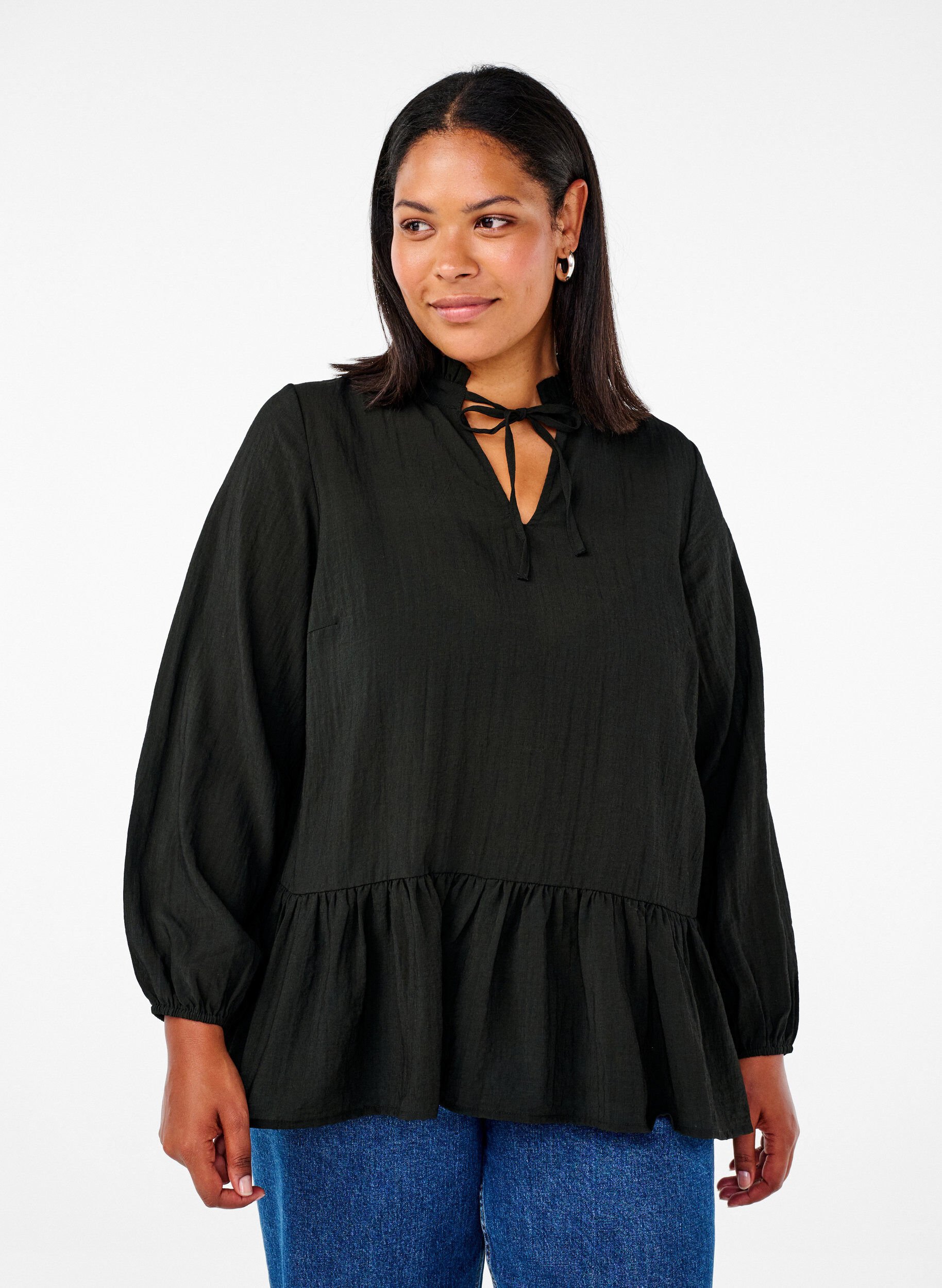 Viskose bluse med peplum