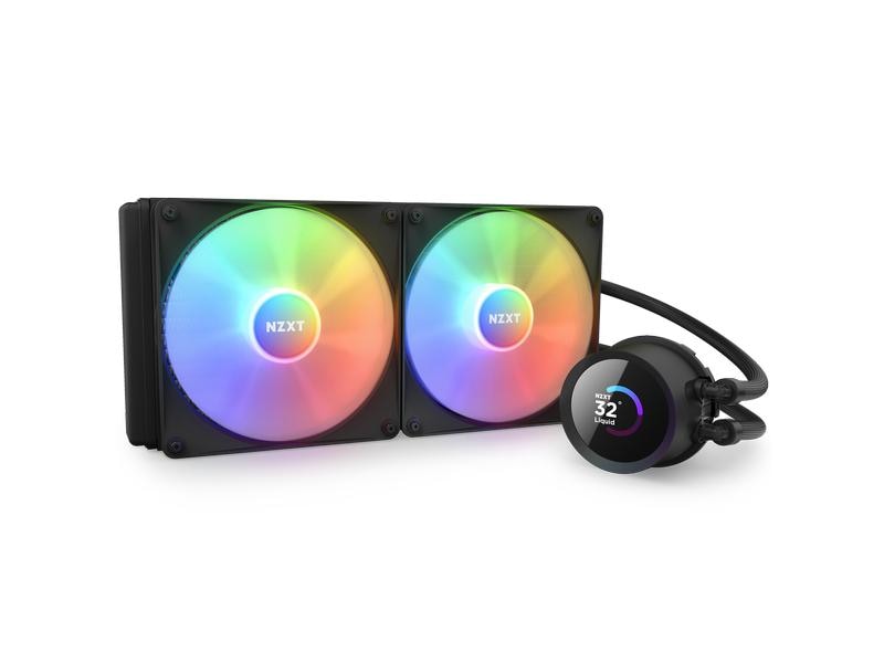 NZXT Wasserkühlung Kraken 280 RGB Schwarz Wasserkühler für Intel und AMD Prozessorsockel mit LCD-Anzeige und RGB-Lüftern