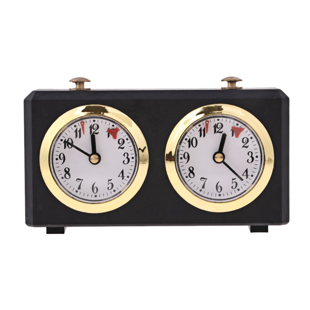 Analoge Schachuhr Wettbewerb Countdown Brettspiel Turnier Timer - Schwarz / Gold