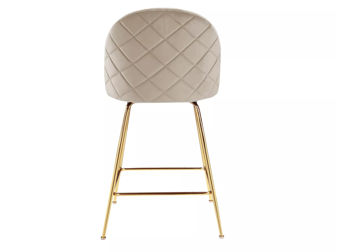 Lot de 2 tabourets de bar en velours et acier inoxydable doré - Beige - MELBOURNE