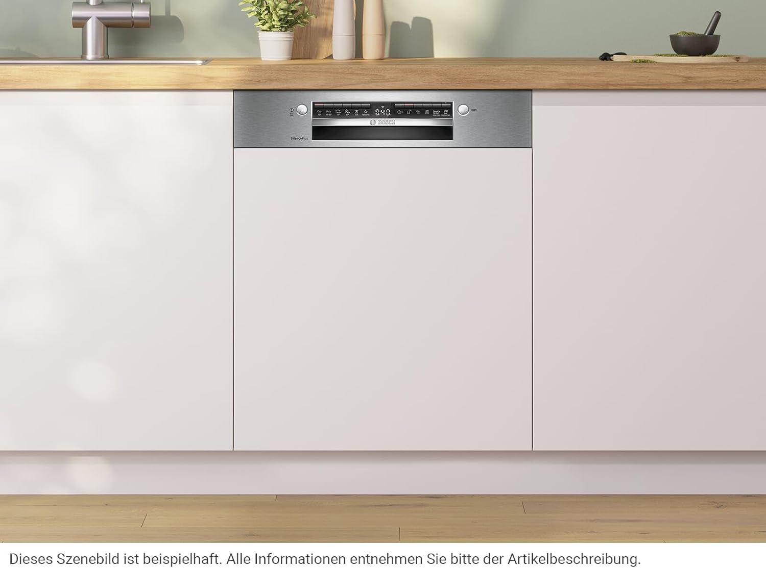 Bosch SMI4EAS28E Serie 4, Smarter Geschirrspüler Teilintegriert 60 cm, Besteckkorb, Spülmaschine Made in Germany, besonders leise, Extra Trocknen, SpeedPerfect Plus, Programmassistent, Edelstahl