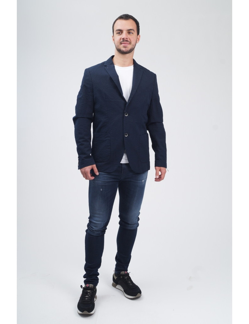 SISLEY VESTE BLAZER GAUFRÉE MARINE