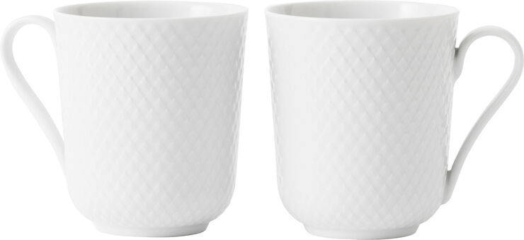 Lyngby Porcelæn Rhombe mug 33cl, white 2 stk. Hvid