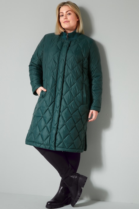 Steppmantel, Straight Fit, Ripp-Stehkragen, Zipper
