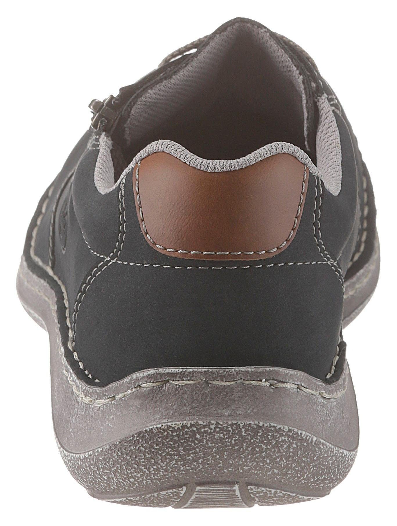 Rieker Schnürschuh  mit seitlichem Reissverschluss, Freizeitschuh, Halbschuh, Schnürschuh