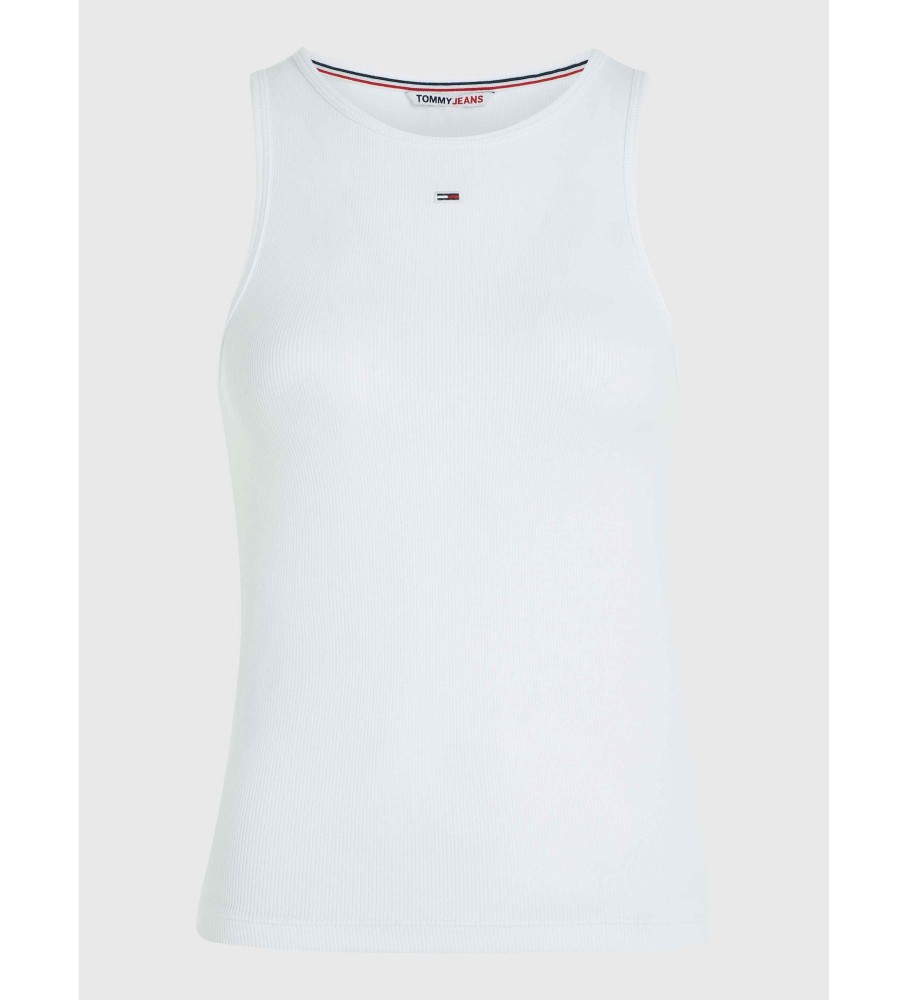 Camiseta regata canelada essencial Tommy Jeans branca