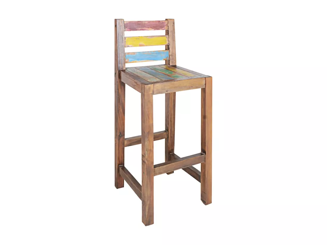 Tabourets de bar lot de 2 bois massif de récupération