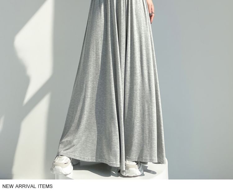 Dovitade - Elastische taille, effen wijde broek