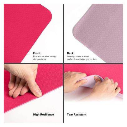 Tapis de Yoga Tapis de Sport Tapis Fitness avec Un Sangle 183 x 61 x 0 6 cm Rose rose