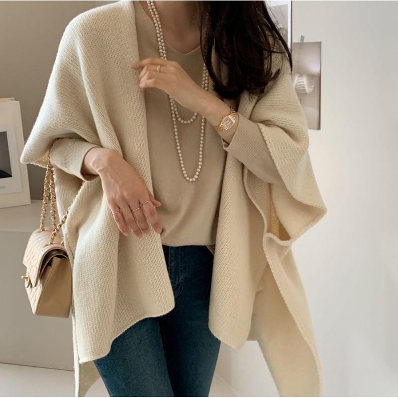 tandorfig - Asymmetrische cardigan met wijde mouwen en open voorkant