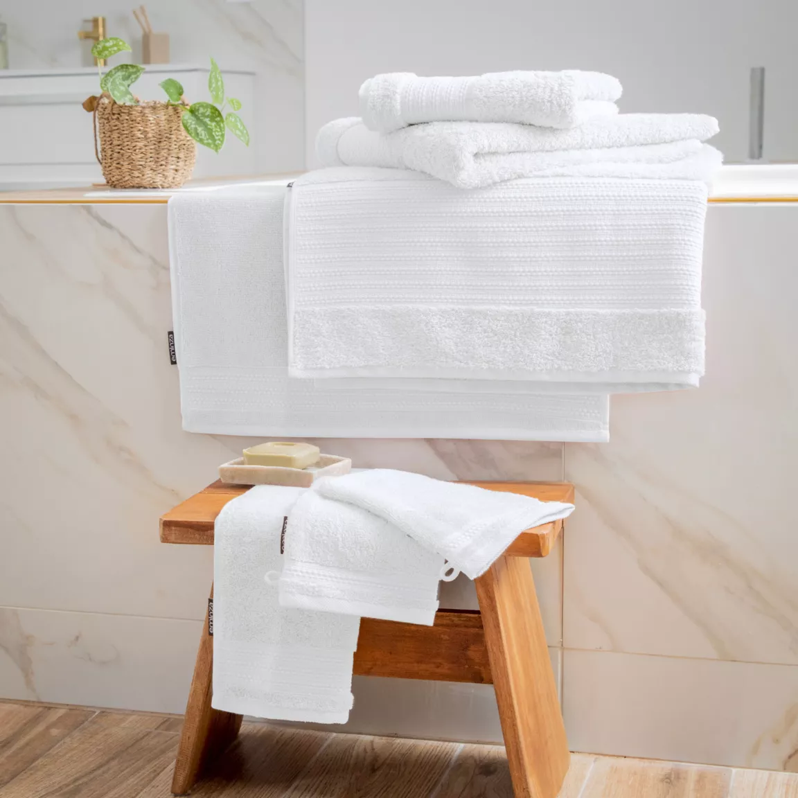 Serviette de bain coton bio (50 x 90 cm) Méline Blanc chantilly