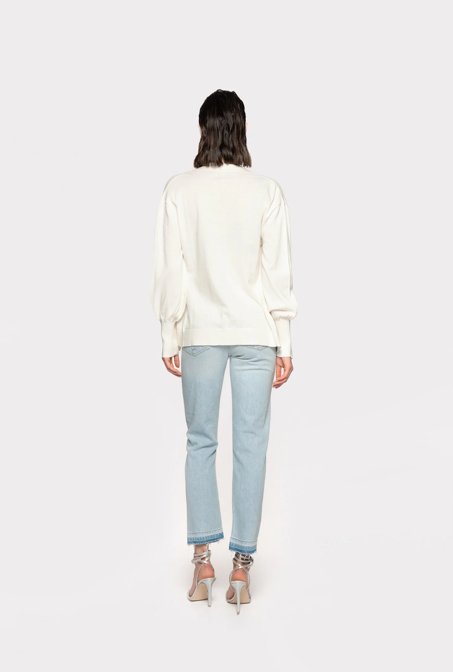 Cardigan confort à boutons bijoux | Blanc