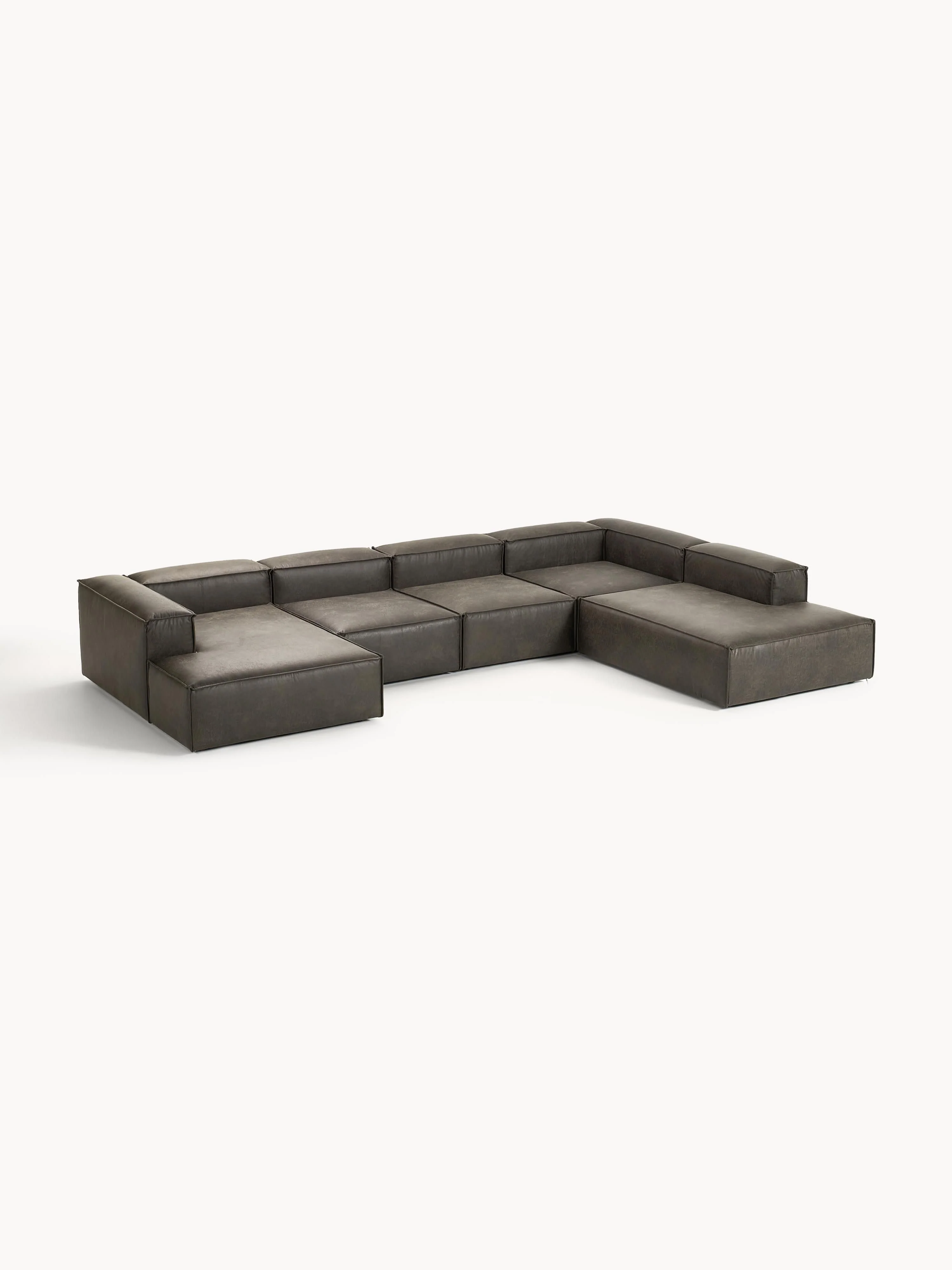 Modulaire U-bank Lennon van gerecycled leer