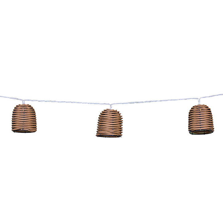 Guirlande lumineuse LED intégré Formentera Lumisky 15 lm 4W IP44 blanc chaud L.3,8m rotin tressé naturel