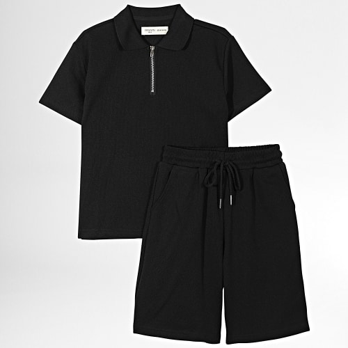 Ensemble Polo Manches Courtes Et Short Jogging Enfant ZD003 Noir
