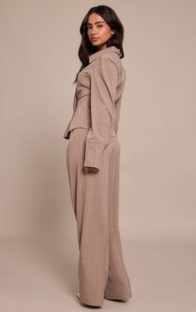 Taupe Pantalon Tailleur À Fines Rayures Petite