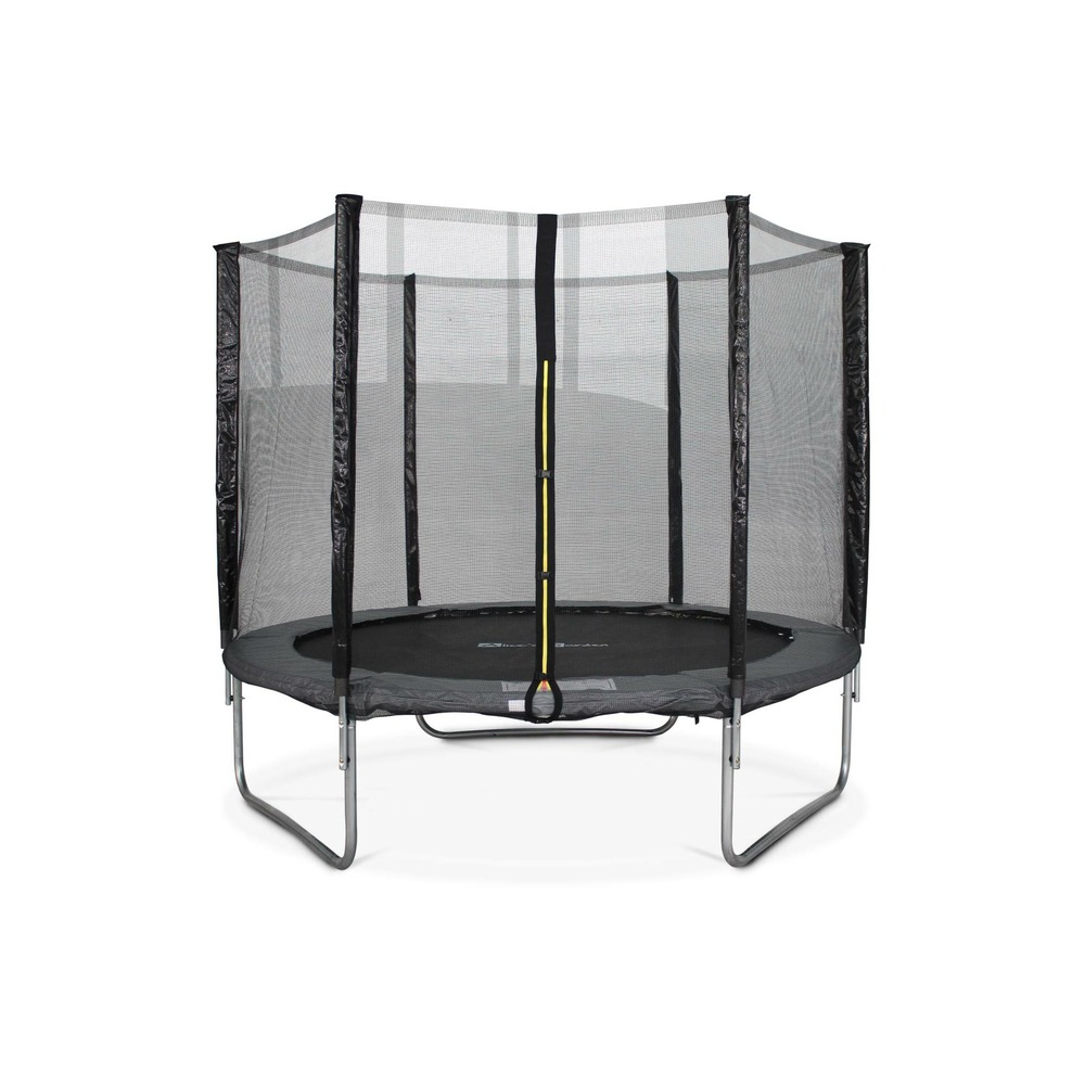 Trampoline 250cm gris avec pack d'accessoires + tente de camping avec sac de transport