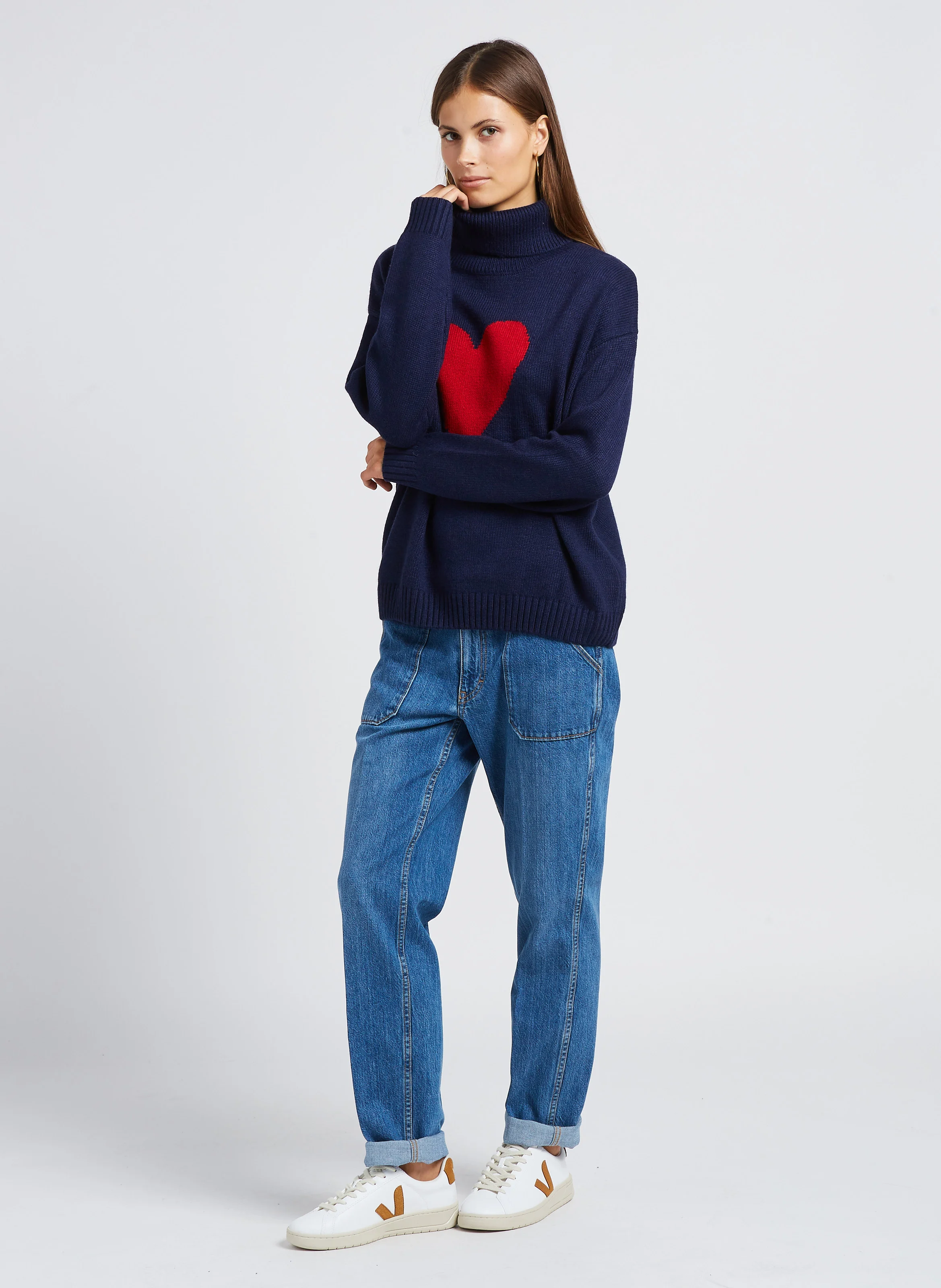 JANE - Jean droit taille haute en coton | Bleu