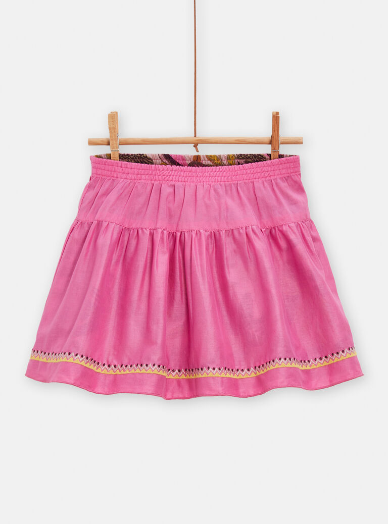 Jupe réversible rose et imprimé toucan pour fille