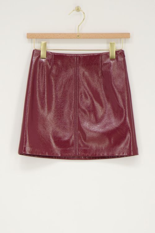 Burgundy rok in leather look