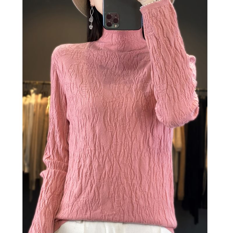 Weelop - Effen gebreide top met lange mouwen en mockneck