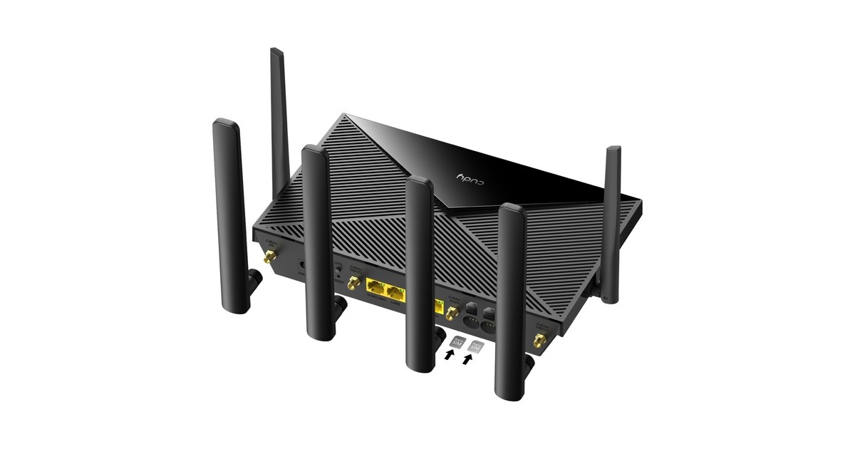 CudyAC1200 Wi-Fi 4G LTE-Cat6 Gigabit mesh router  (Zwart, Cudy Mesh, Cudy App, 2x nano SIM-slot)