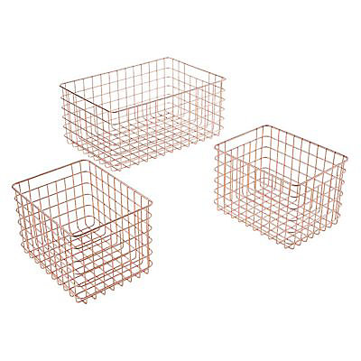 3 paniers de rangement en fer Bogota coloris cuivre