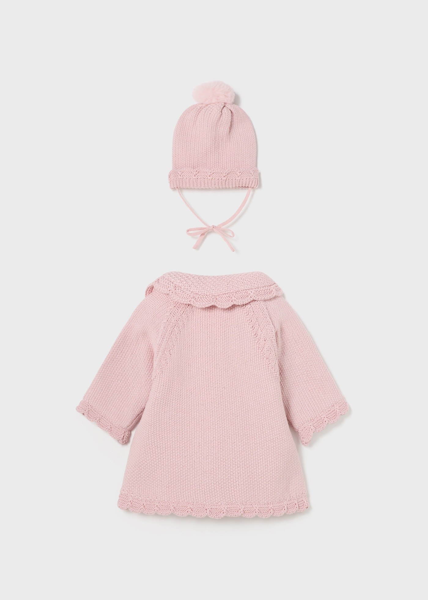 Casaco de tricô com gorro para recém-nascido