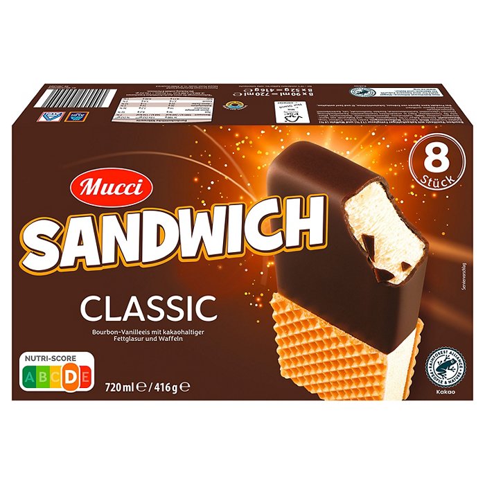 MUCCI Eis-Sandwich 720 ml, Classic