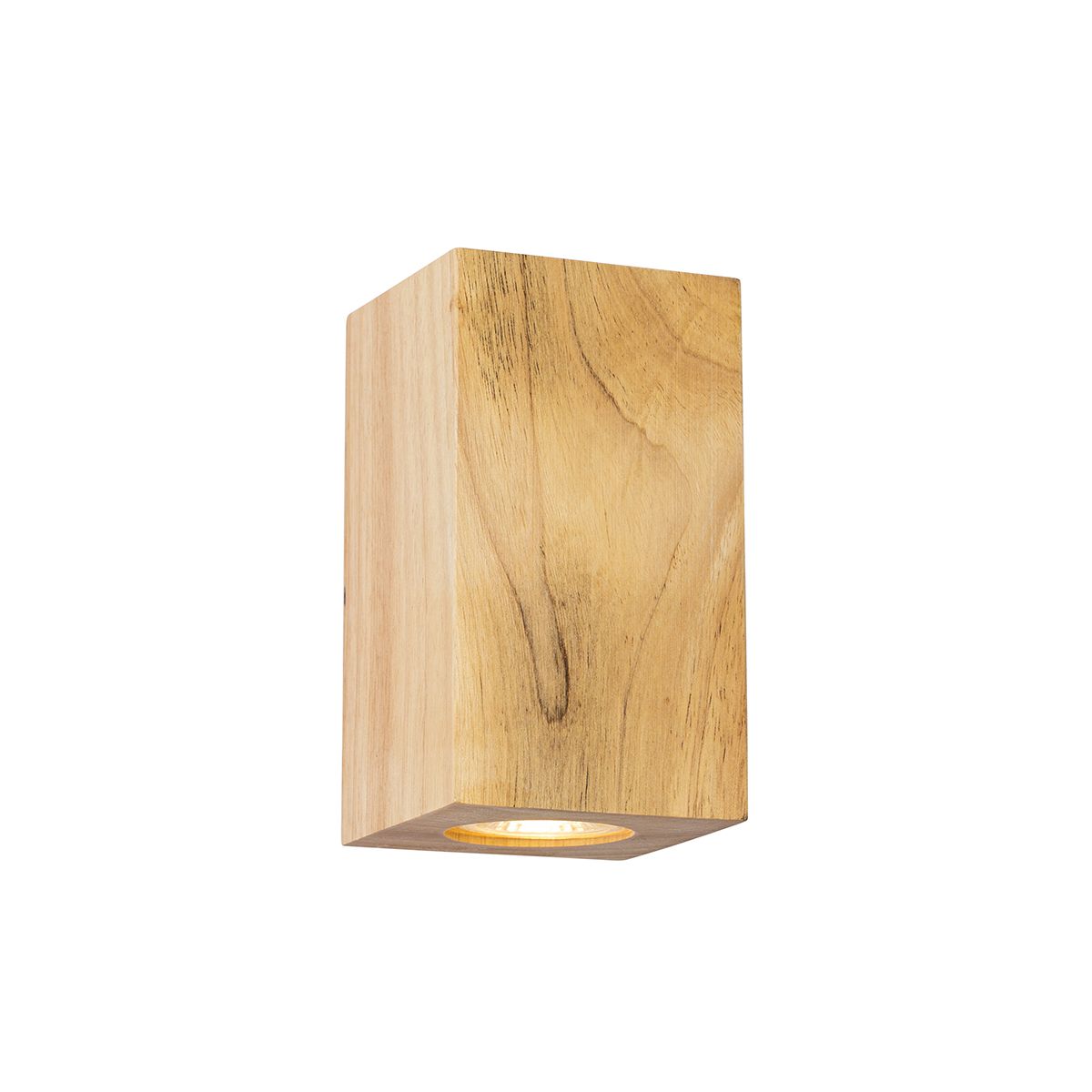 Landelijke wandlamp hout vierkant 2-lichts - Sandy