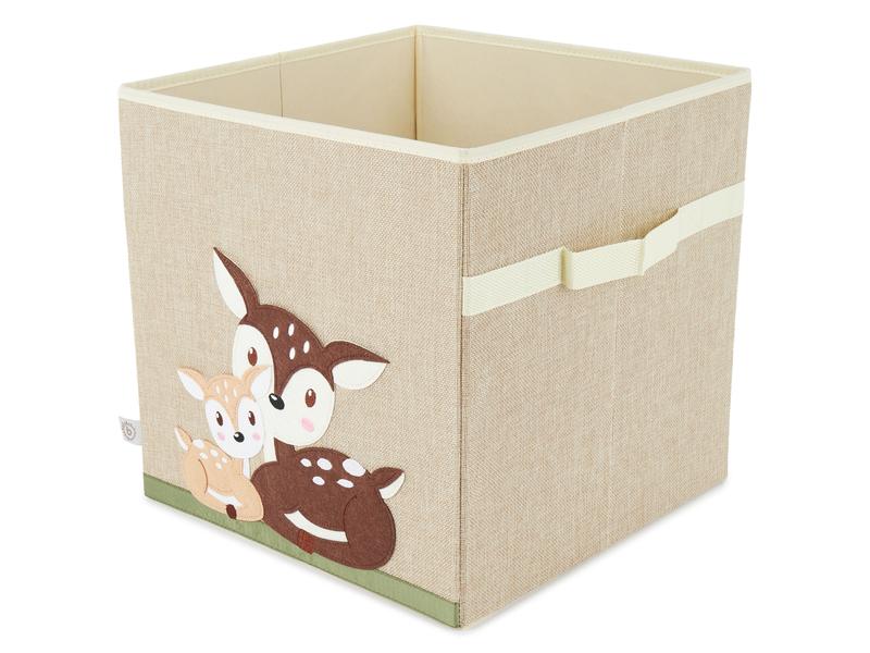 bieco Spielzeugbox Rehe liegend 32 x 32 x 32 cm Aufbewahrungsbox für Spielzeuge