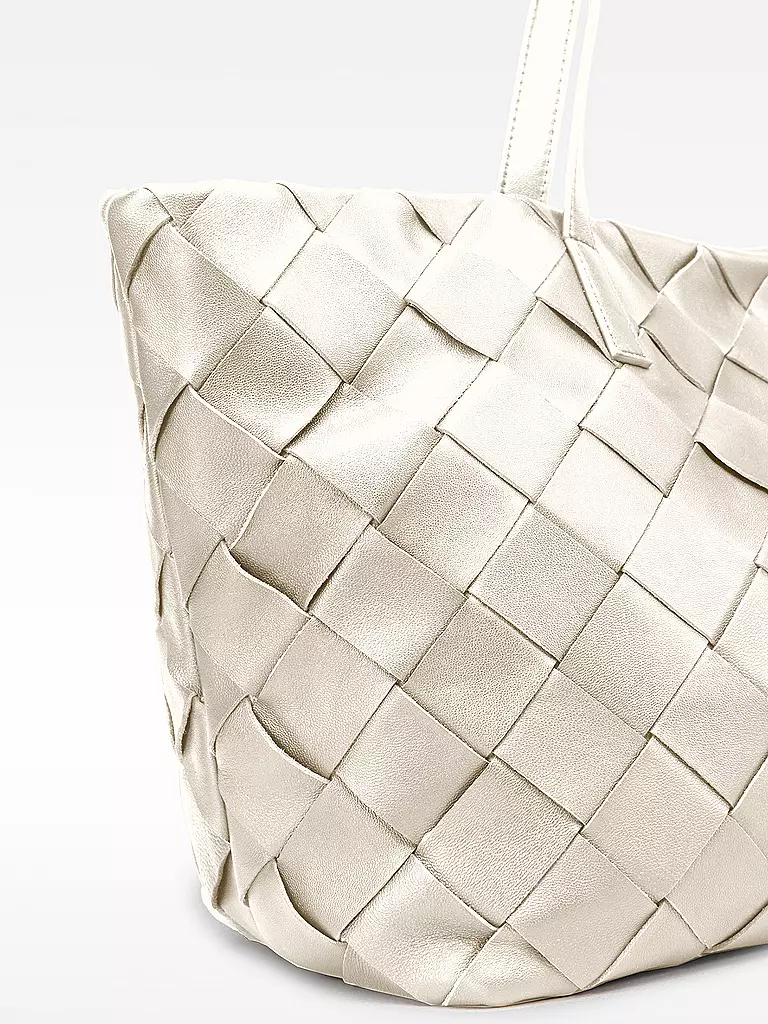 LES VISIONNAIRES Ledertasche - Shopper ODILE WEAVE weiss