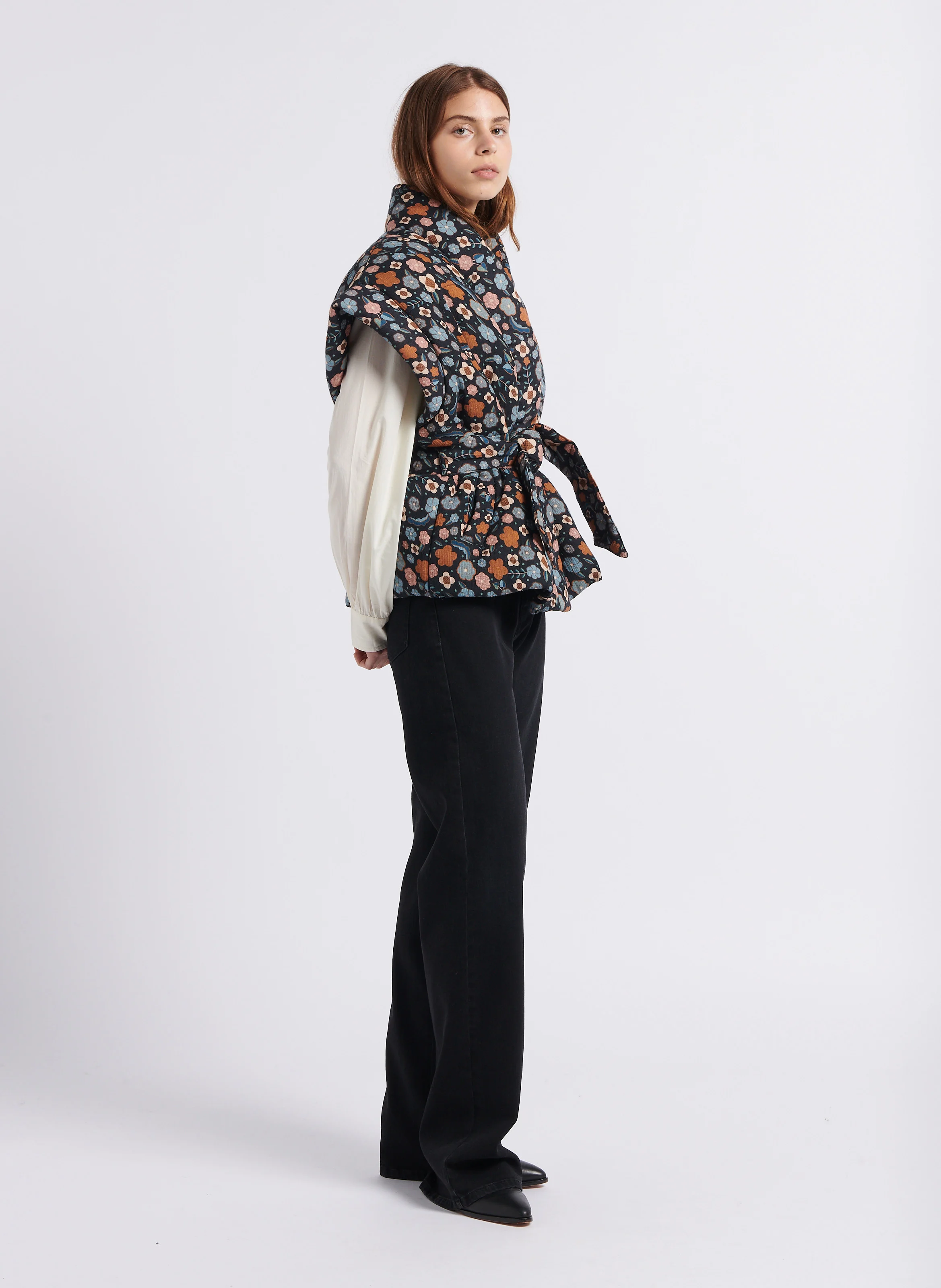 LEO - Veste col châle matelassée en coton | Multicolore