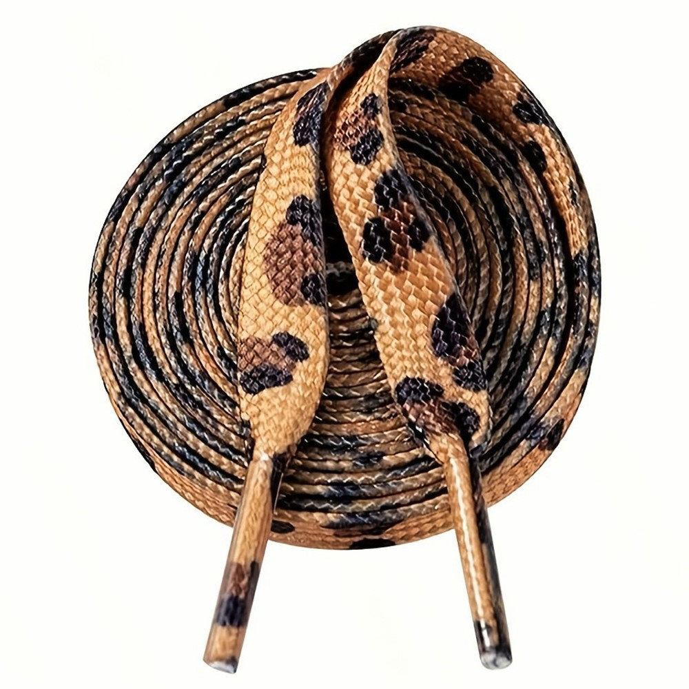 (1 Paar) 140cm Flache Schnürsenkel Fashion Schuhbändel Leopard Muster - Braun / Schwarz