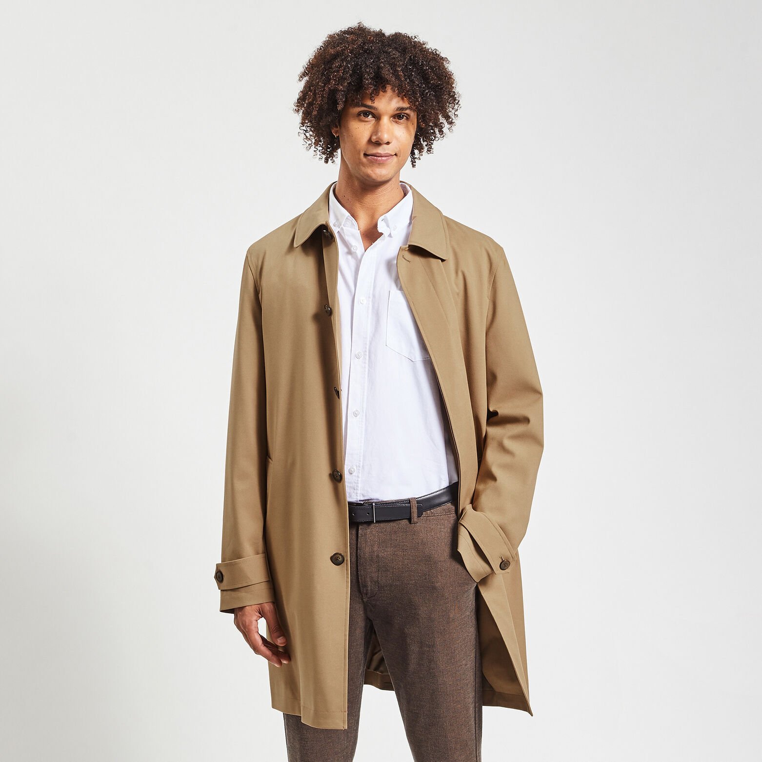 Trench col chemise avec doublure amovible Beige