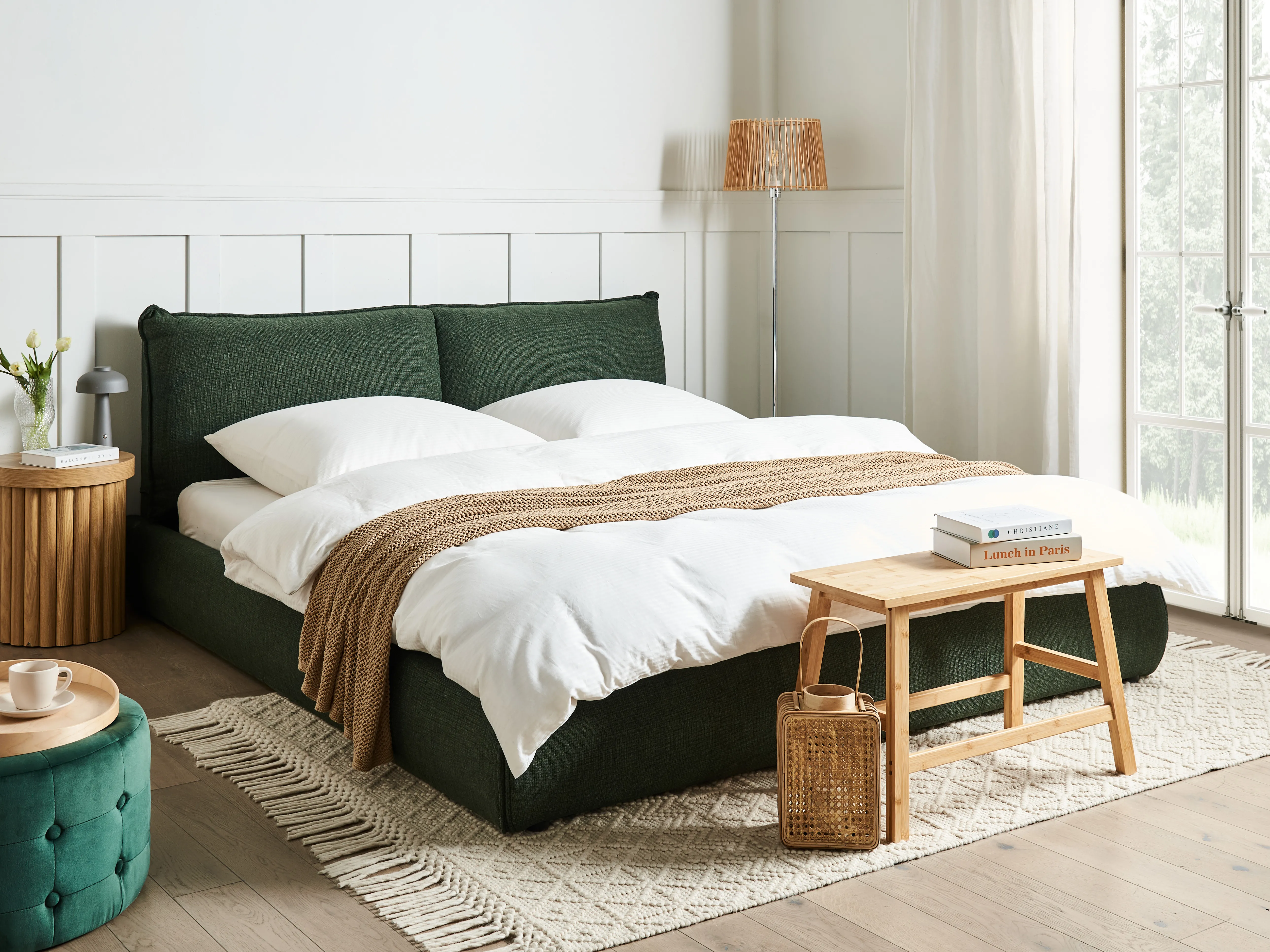 Waterbed Stof VINAY 180 x 200 cm Donkergroen