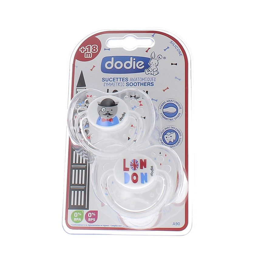 Lot de 2 sucettes anatomiques en silicone +18 mois - London - Ecru