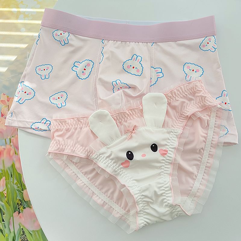 Pancherry - Koppelset: Boxershort met konijnenprint + panty