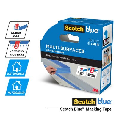 Scotch blue - Ruban de masquage Multi Surfaces - 36 mm x 41 m - 1 Rouleau/Emballage