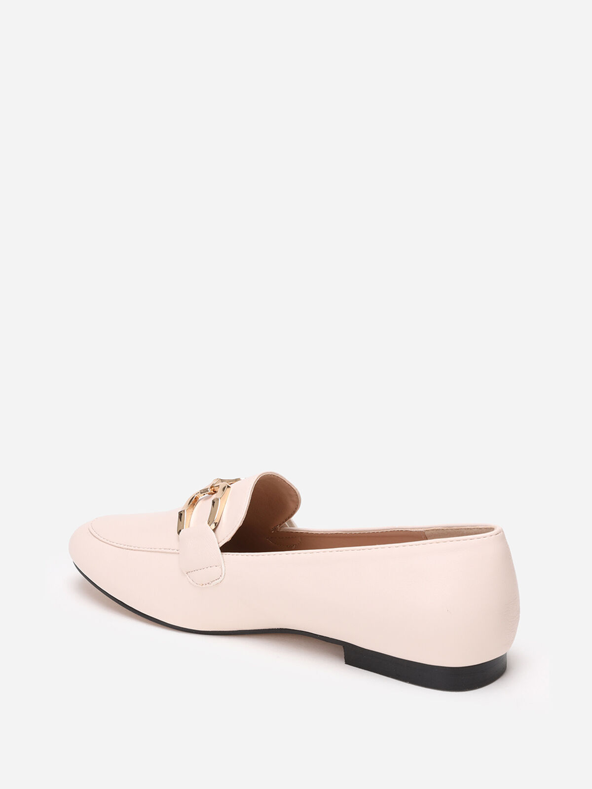 Mocassins plats à double boucle- Beige