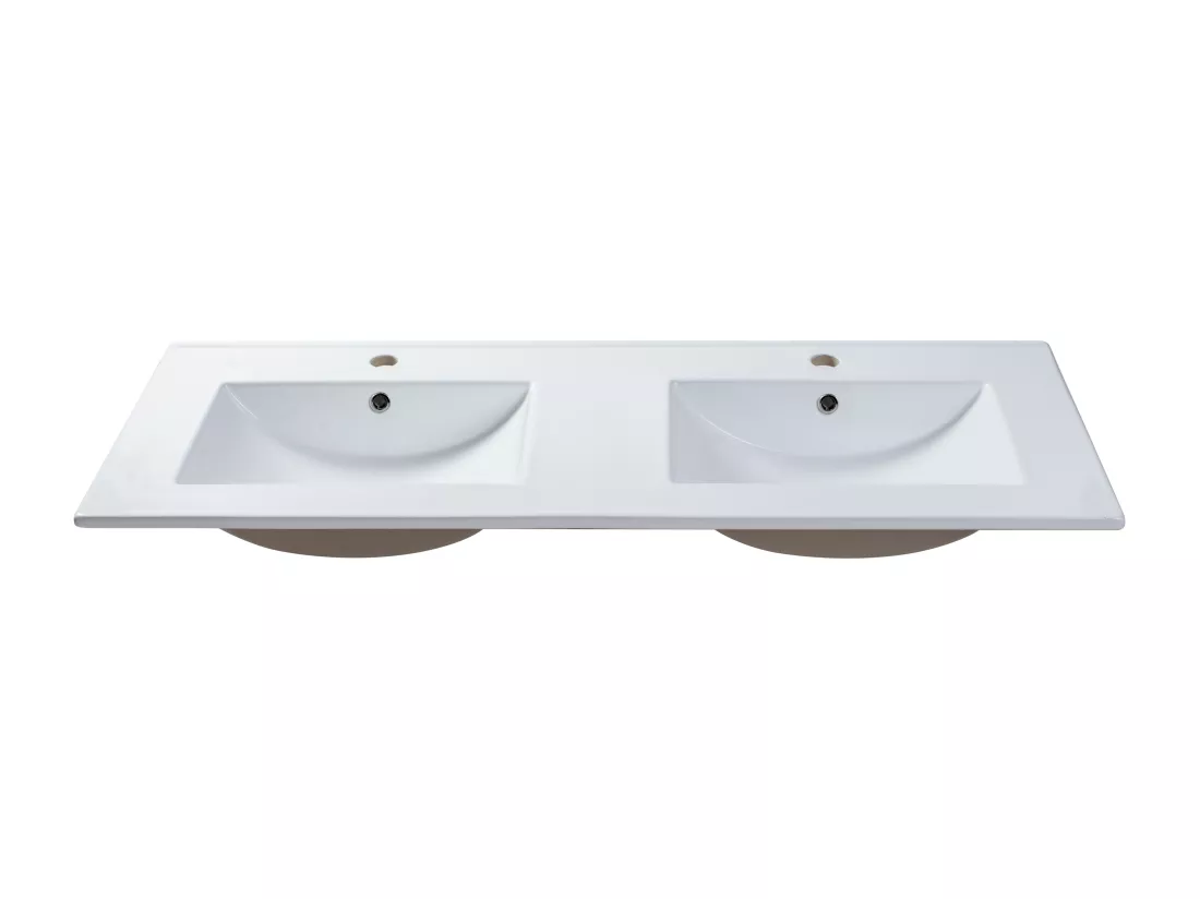 Vasque à encastrer blanche rectangle en céramique - 122 x 46,5 cm - MOTIAC