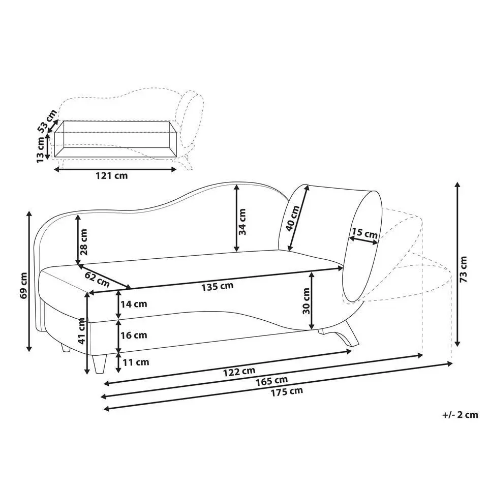 MERI II - Chaise longue - Lichtgrijs - Rechterzijde - Fluweel