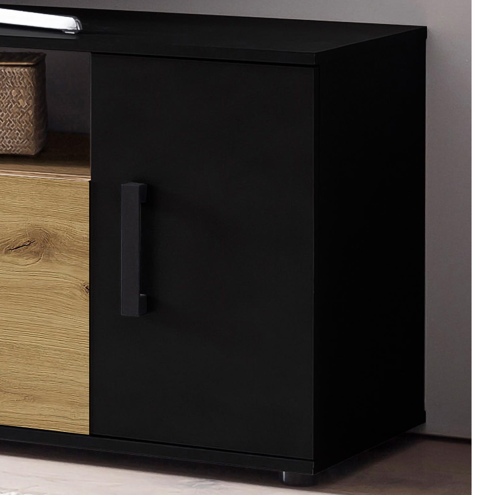 4-teilige Wohnwand DUO VA - Artisan Eiche - Schwarz - 340 cm