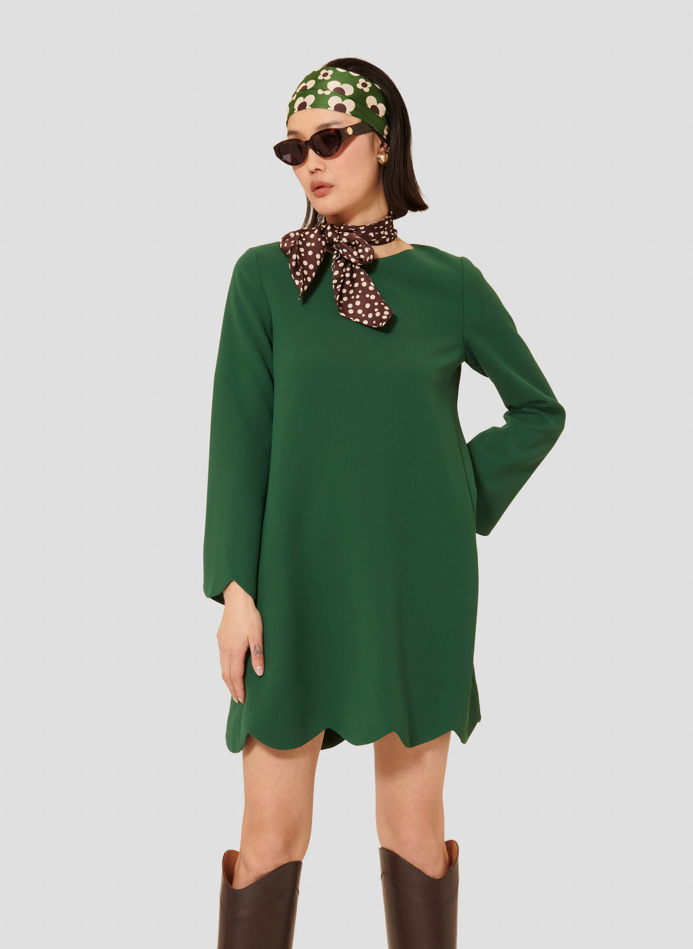 RUODA - Robe courte trapèze| Vert