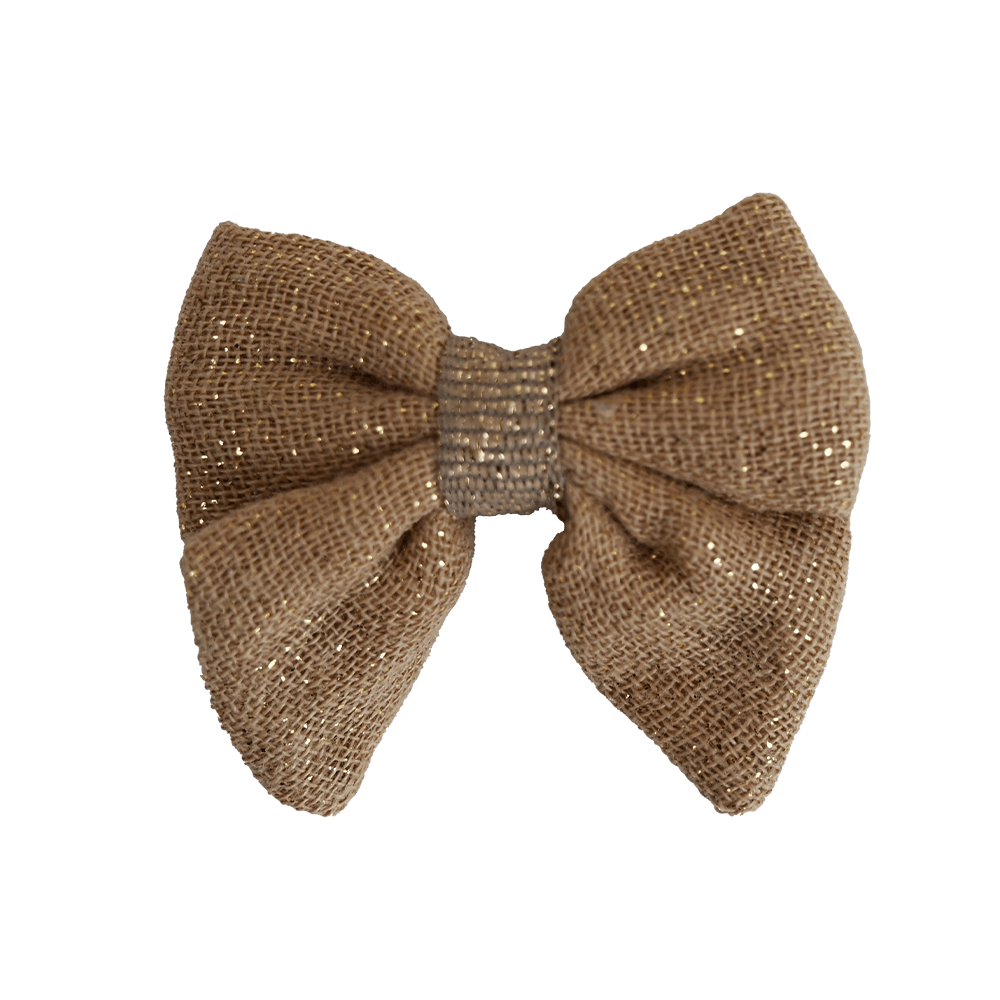 Barrette Mini Noeud Papillon Gaze Pailletée Camel