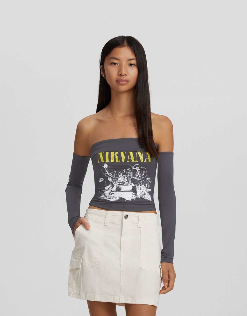Camiseta de manga comprida com estampa do Nirvana