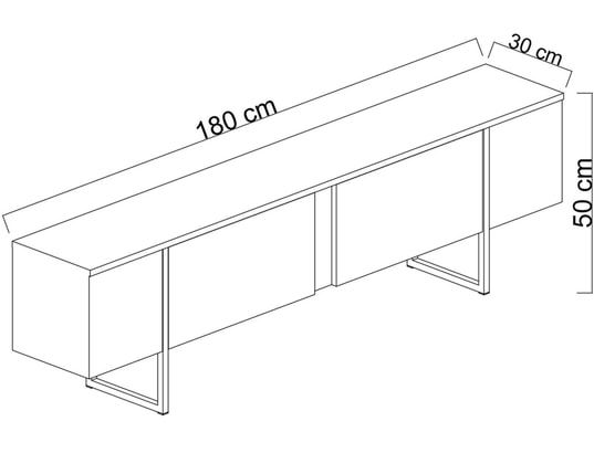 CONCEPT1 - Meuble TV Luxe - Anthracite, Or 180 x 30 x 50