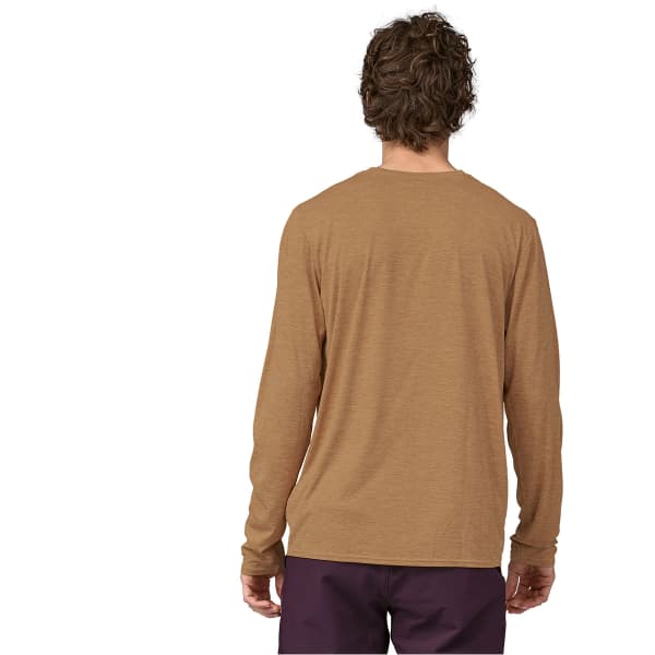 T-shirt randonnée PATAGONIA M'S L/S CAP COOL DAILY GRAPHIC SHIRT LINE LINE LOGO RIDGE STRIPE/TINAMOU TAN X-DYE