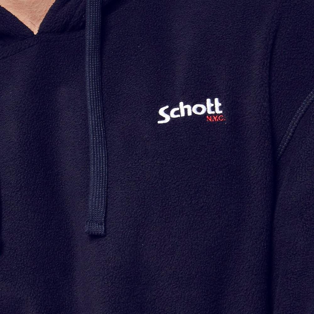 Schott Sweat à capuche Marine Homme Schott Micro Polar